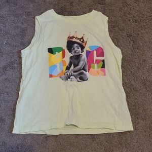 Old Navy Kids Graphic Notorious BIG Tank Top - Light Green w/ Multicolor Design